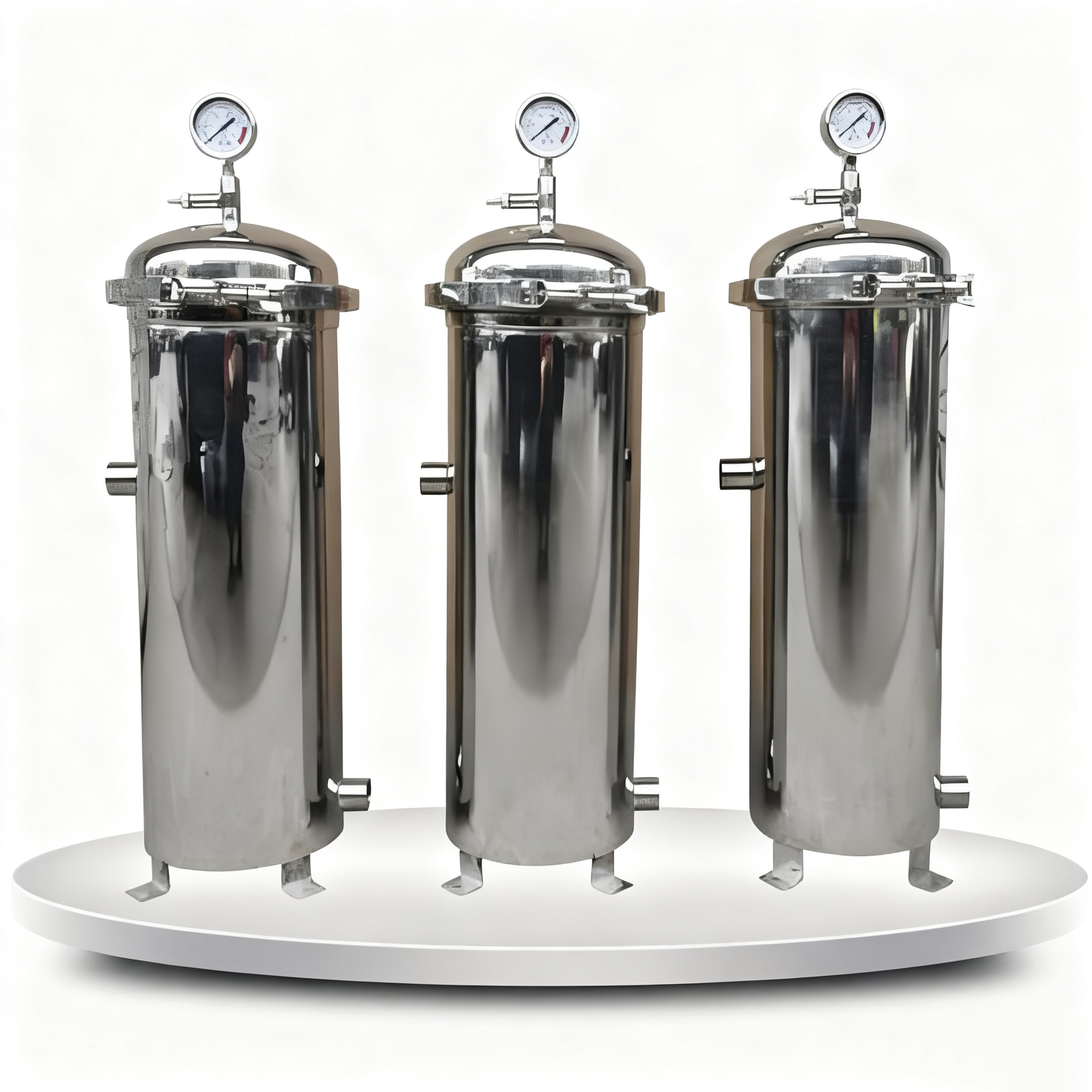 Multi-Cartridge Tri-Clamp Stainless Steel Precision Filter System with Individual Sealing for Parallel or Series Configuration