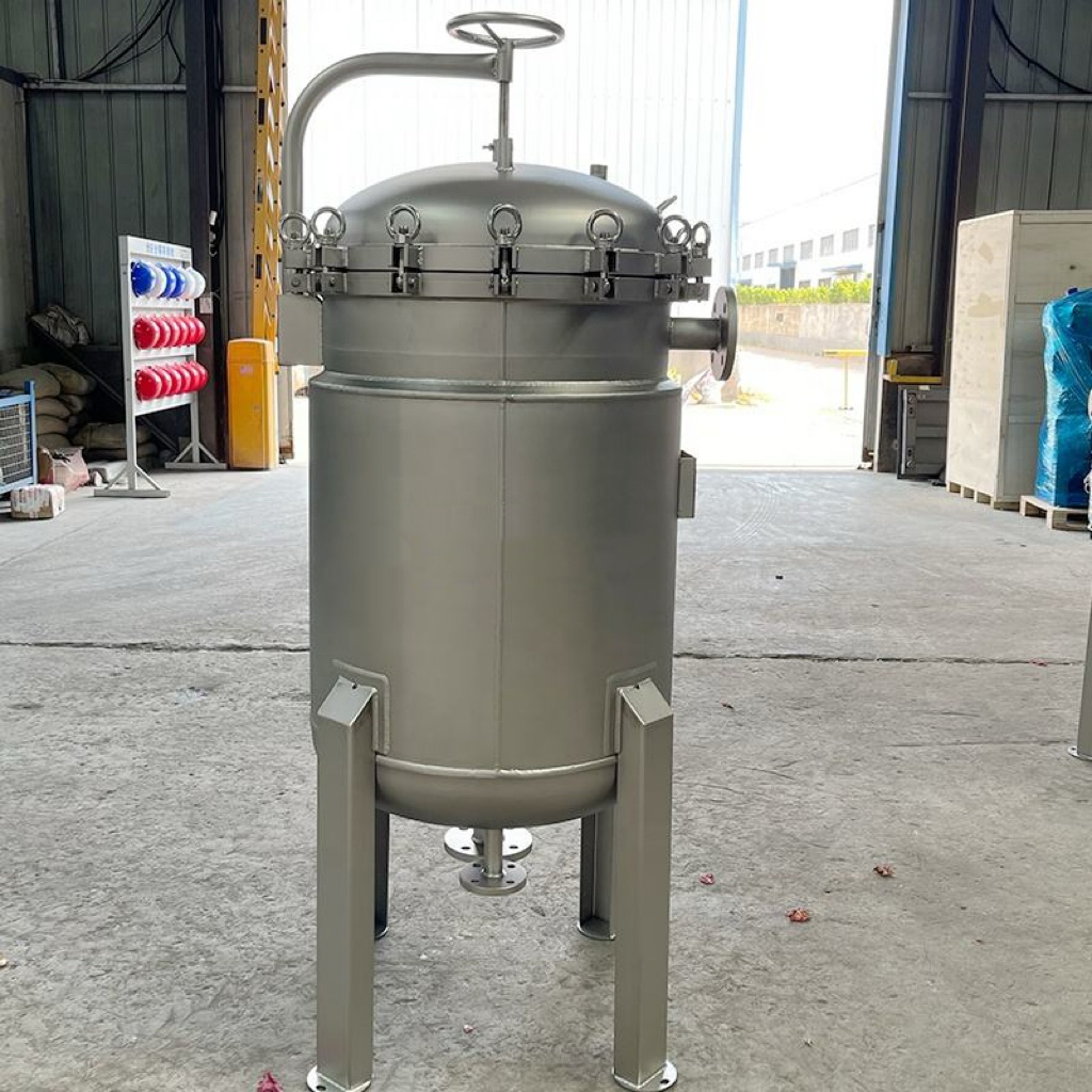 Large Volume Multi-Bag Filtration System with Stainless Steel Housing, Differential Pressure Gauges, and Easy Bag Replacement Design