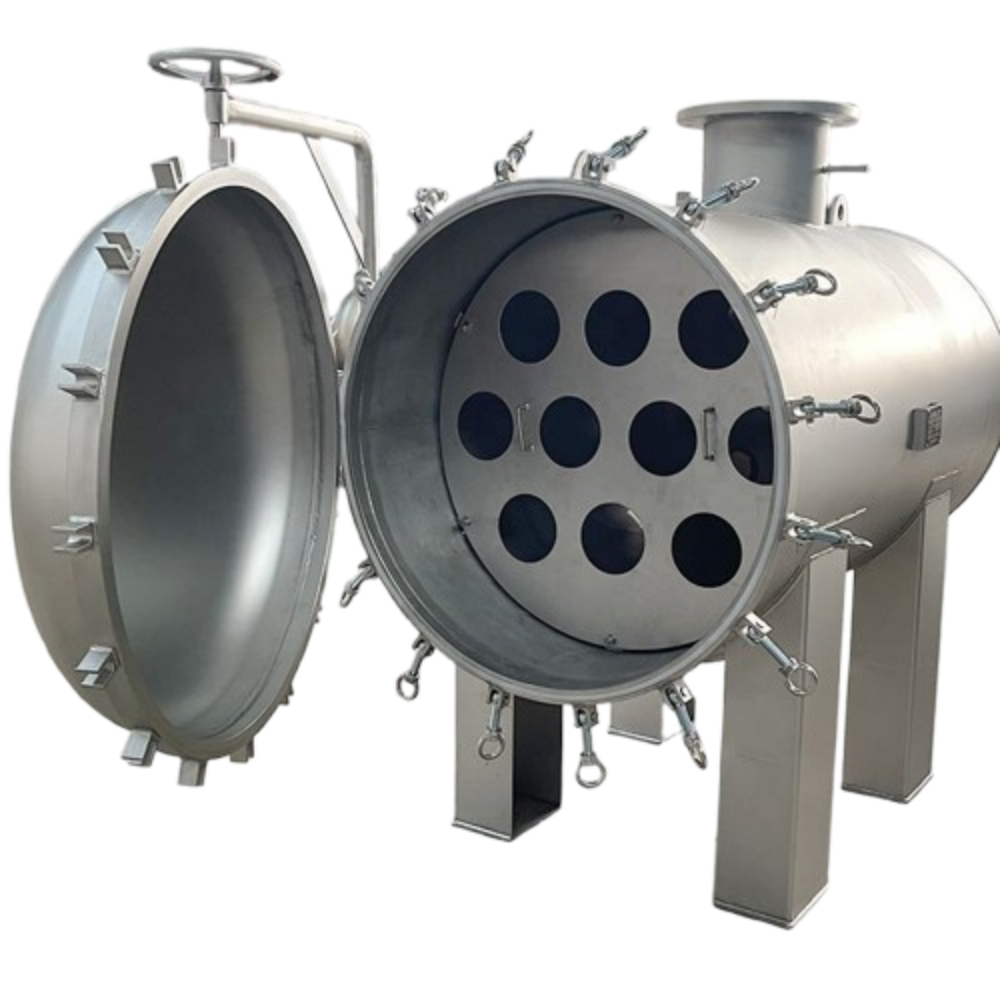 Horizontal High-Flow Stainless Steel Filter System for Industrial Applications