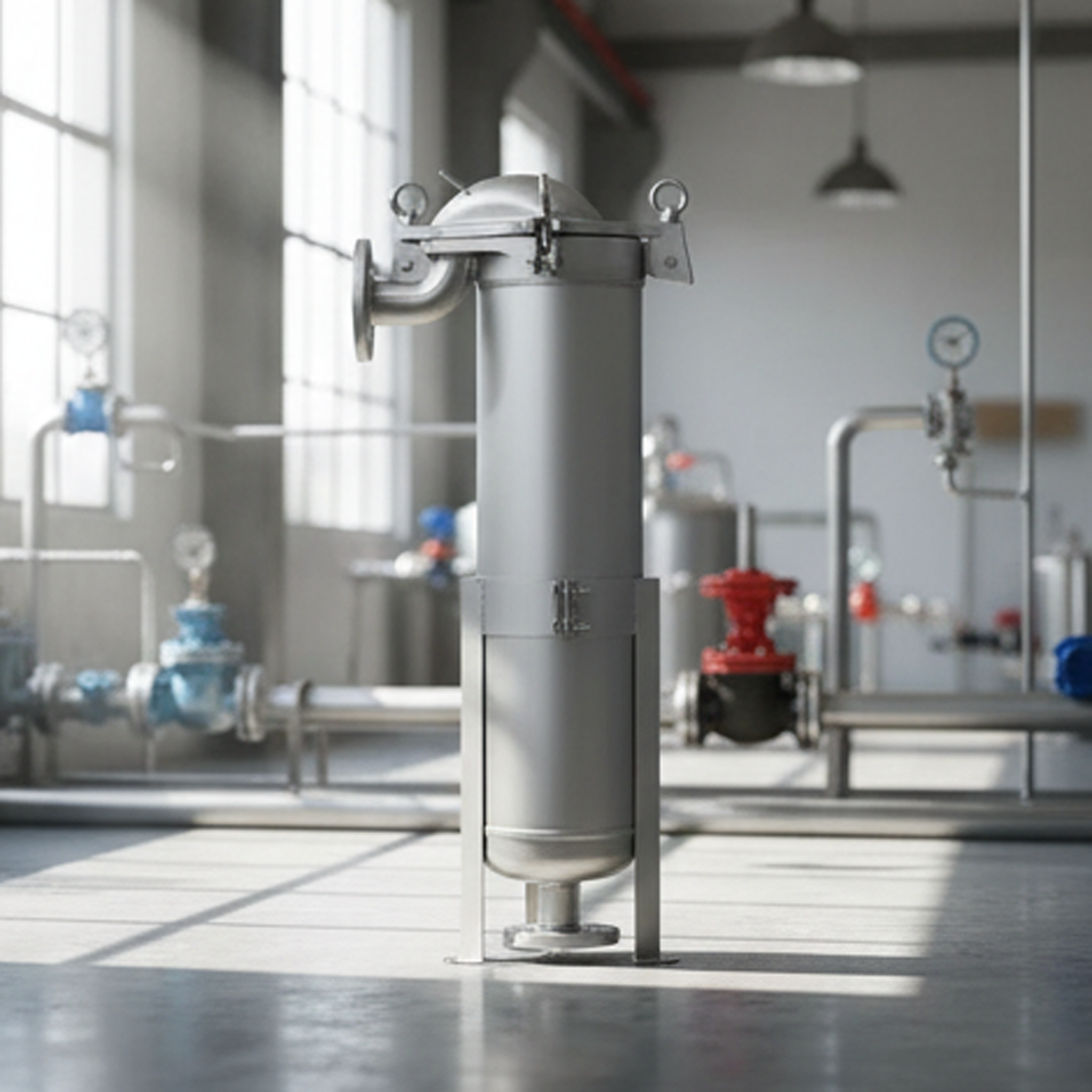 Heavy Duty Corrosion Resistant Single Bag Filter System with Stainless Steel Housing for Oil, Coolant & Wastewater