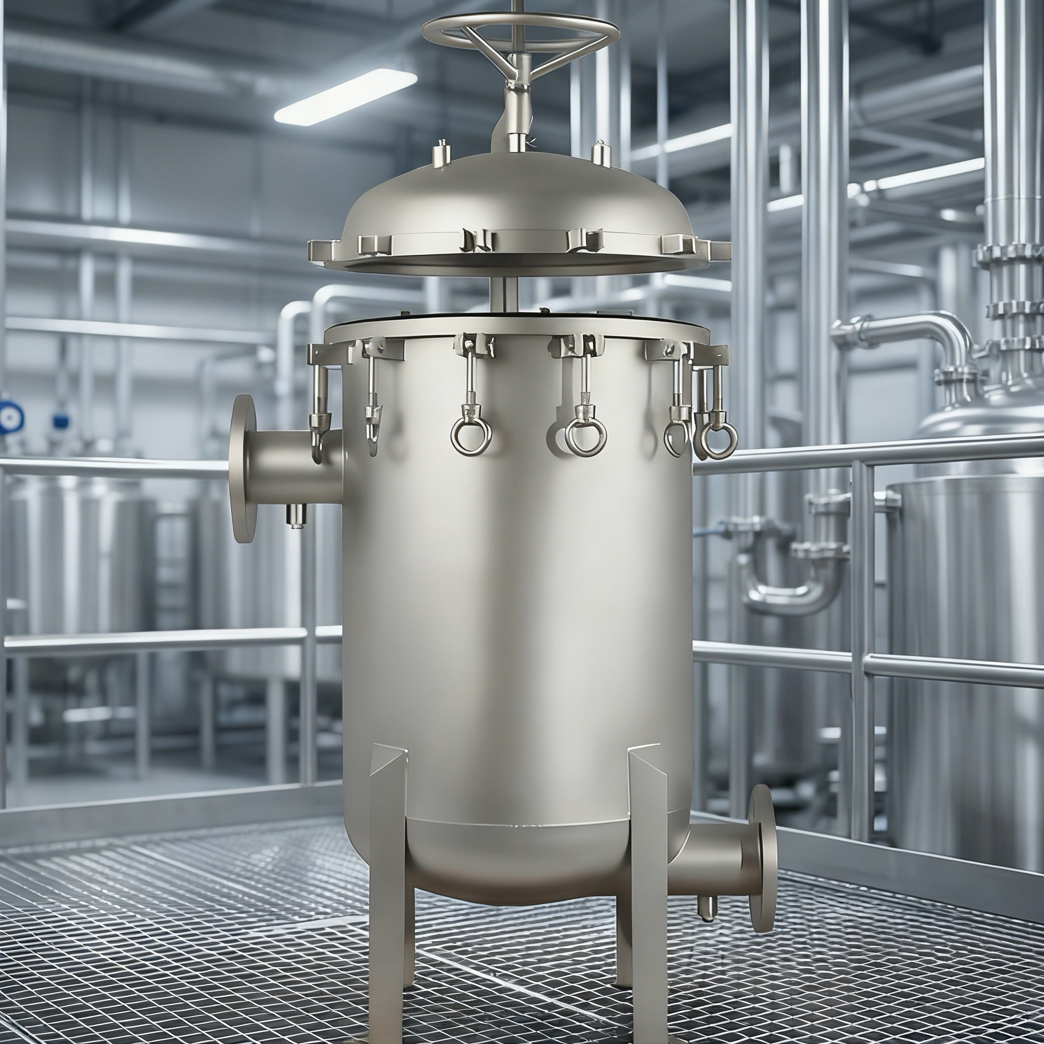 Compact Multi Bag Filter Unit with Stainless Steel Construction, Multiple Bag Sizes, and Low Hold-Up Volume for Cost-Effective Filtration