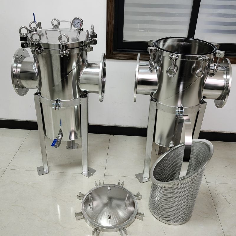 ASME Certified Stainless Steel Basket Filter Pressure Vessel with Differential Pressure Gauge for Filter Condition Monitoring
