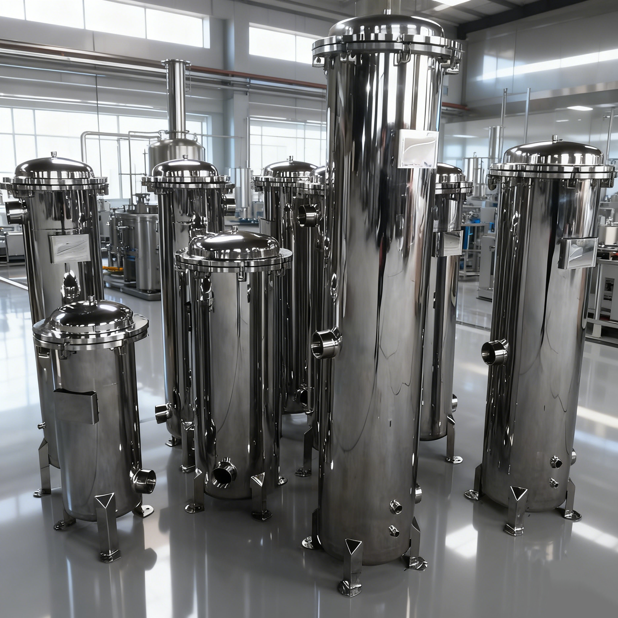 Factory Price Industrial Filtration Equipment Stainless Steel 304 316L Quick Open Precision Cartridge Filter Housing With Supporting Leg 