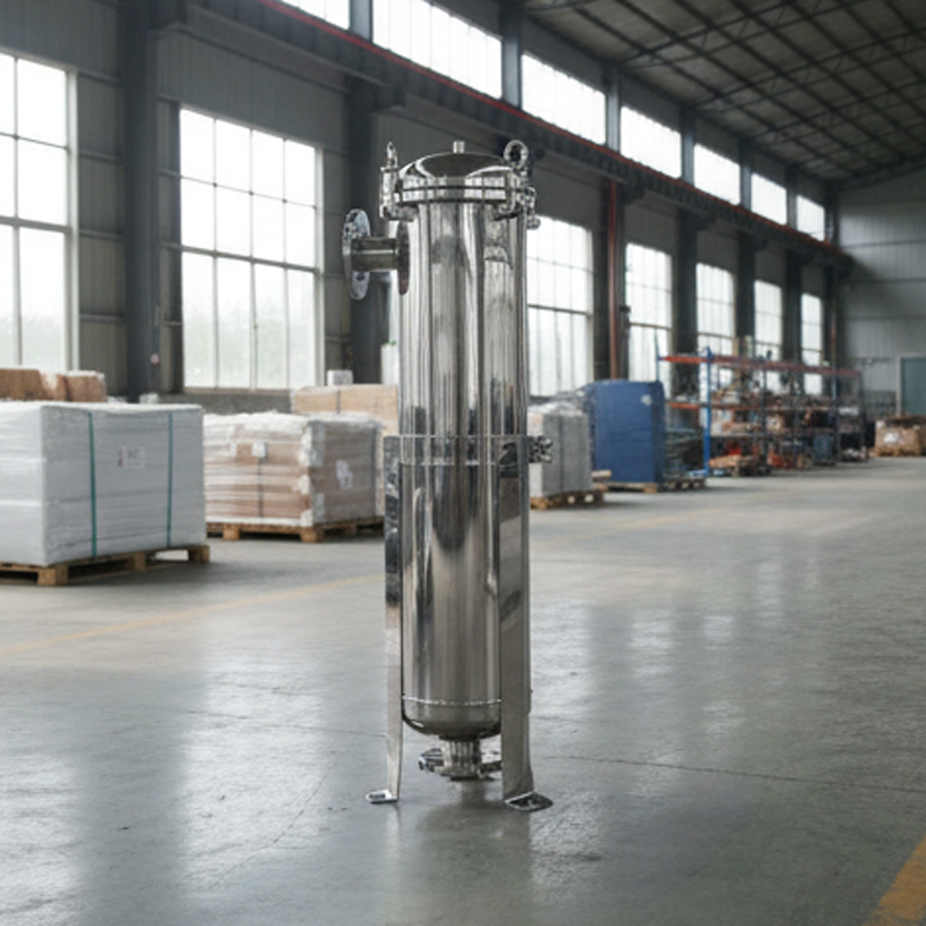 Compact Single Bag Filter Unit in Polished Stainless Steel for Paint, Adhesive, Cosmetics & Process Liquid Filtration