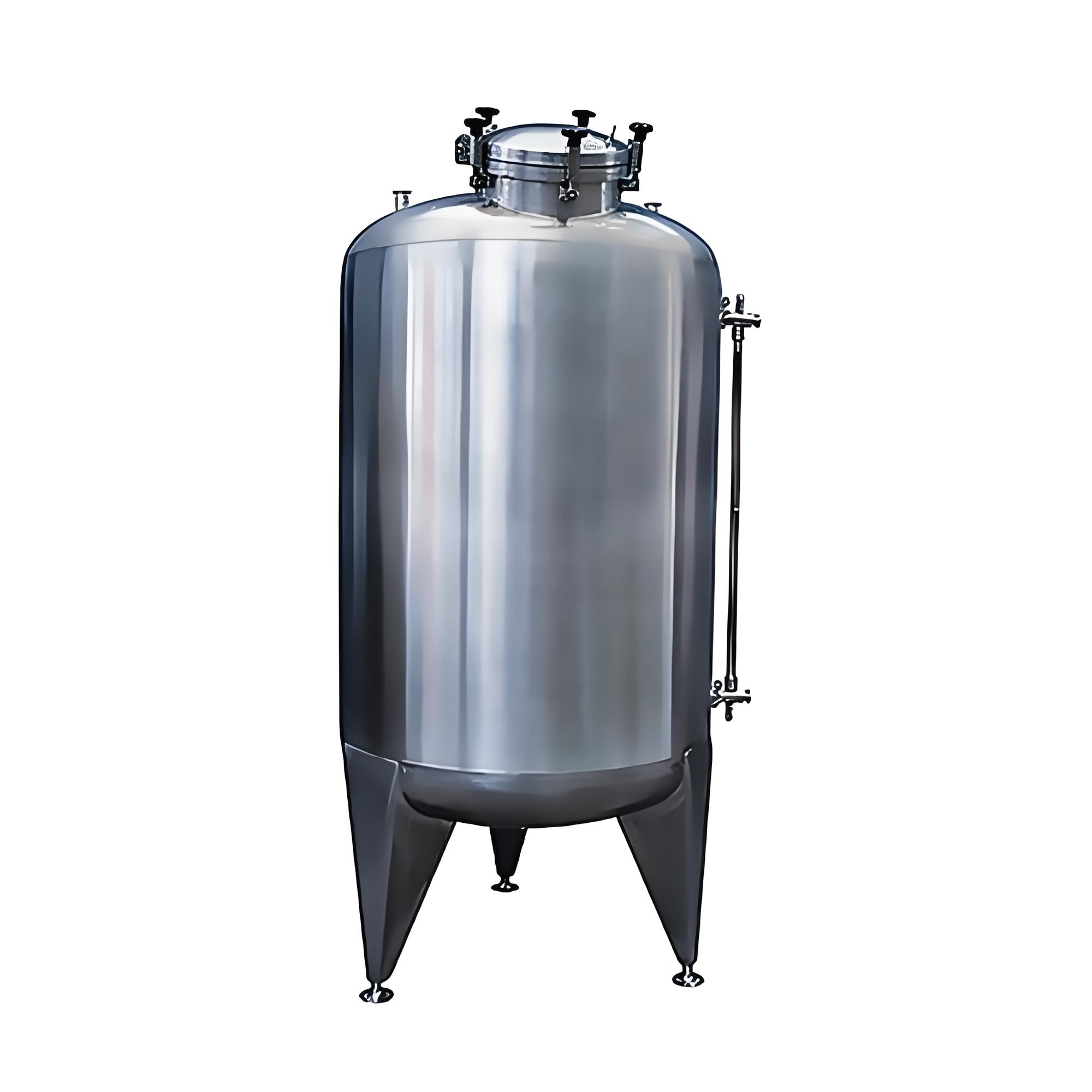 Custom Fabricated Stainless Steel Sanitary Tank with Legs/Support Stand and All Required Connections Ready for Installation