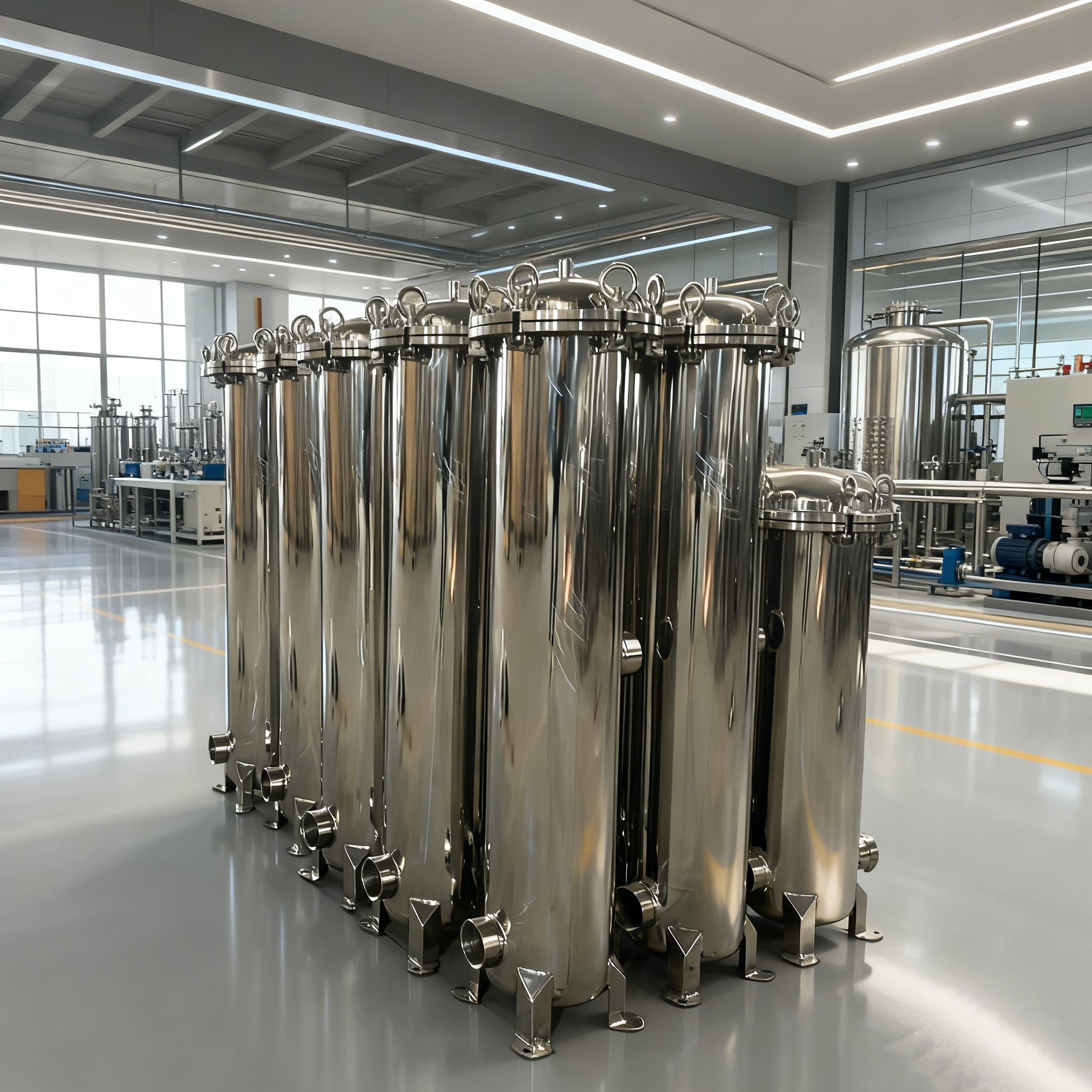 304 SS Precision Filter Quick Open Type with Supporting Leg for Water Treatment