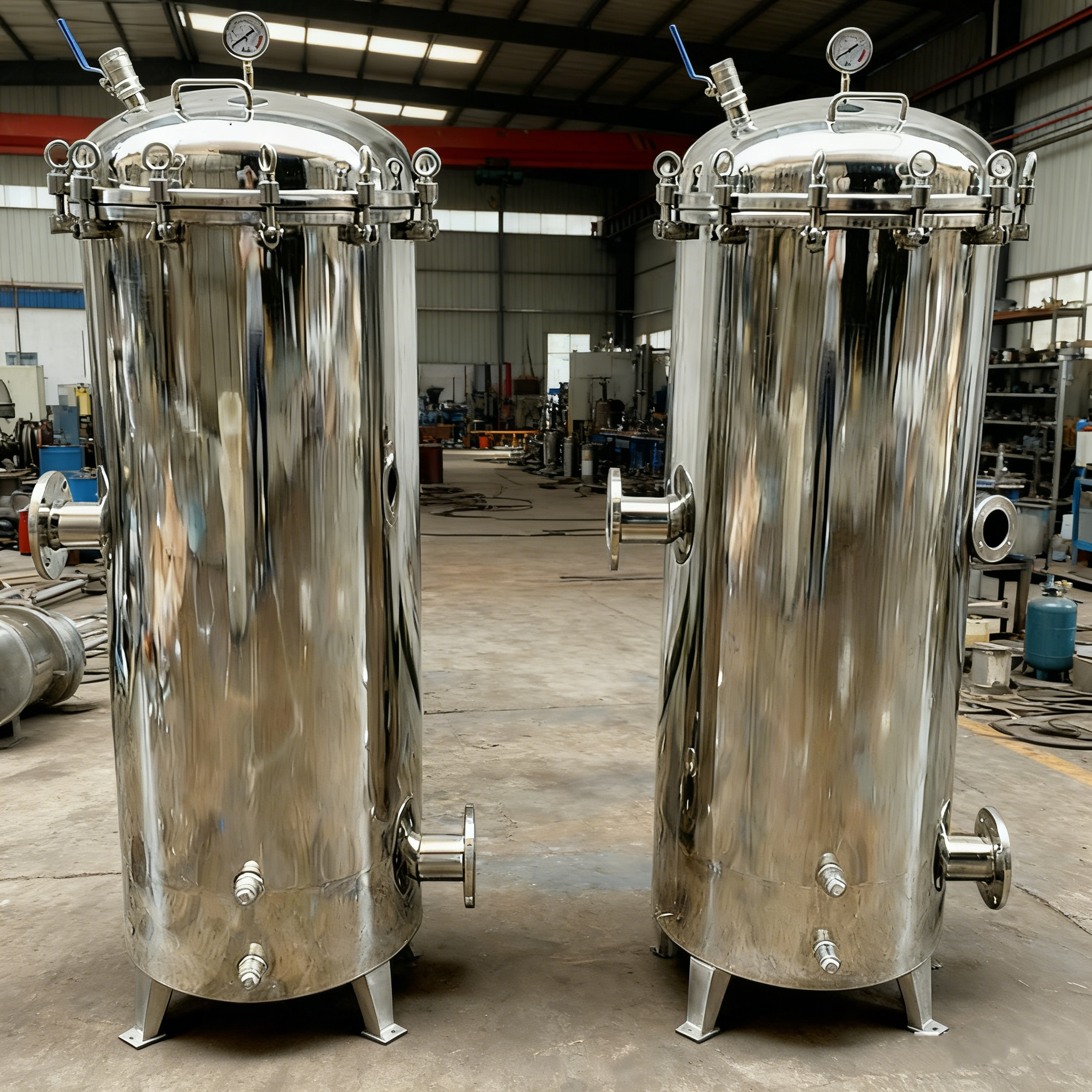 Factory Price Industrial Filtration Equipment Stainless Steel 304 316L Quick Open Precision Cartridge Filter Housing With Supporting Leg 