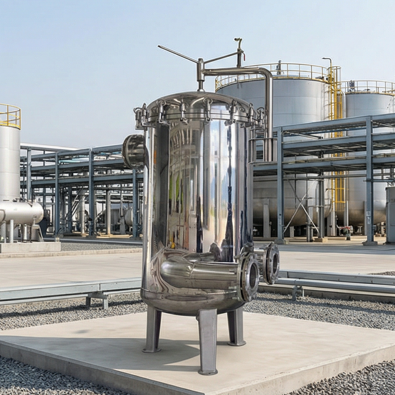 Large Volume Multi-Bag Filtration System with Stainless Steel Housing, Differential Pressure Gauges, and Easy Bag Replacement Design