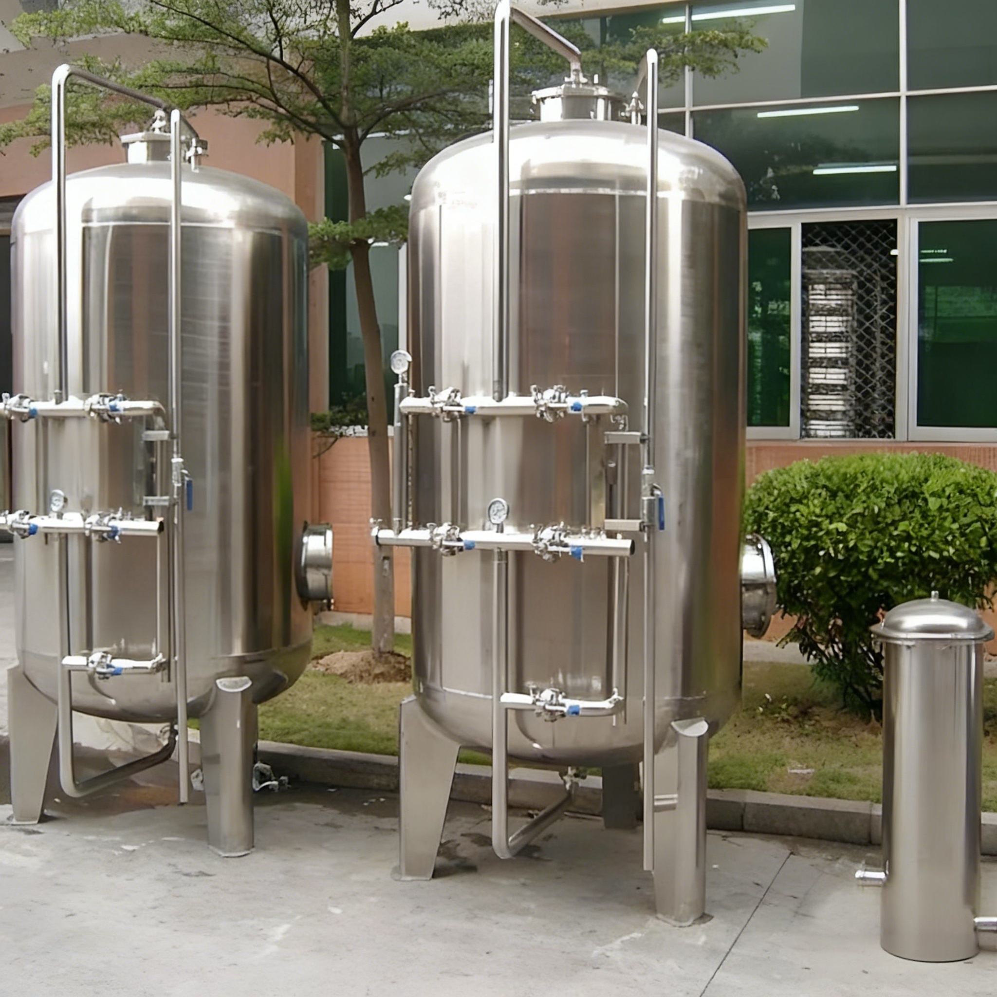 Industrial Stainless Steel Multi-Media Filter for Water Treatment with Sand, Anthracite, Garnet Layers for Turbidity and Iron Removal