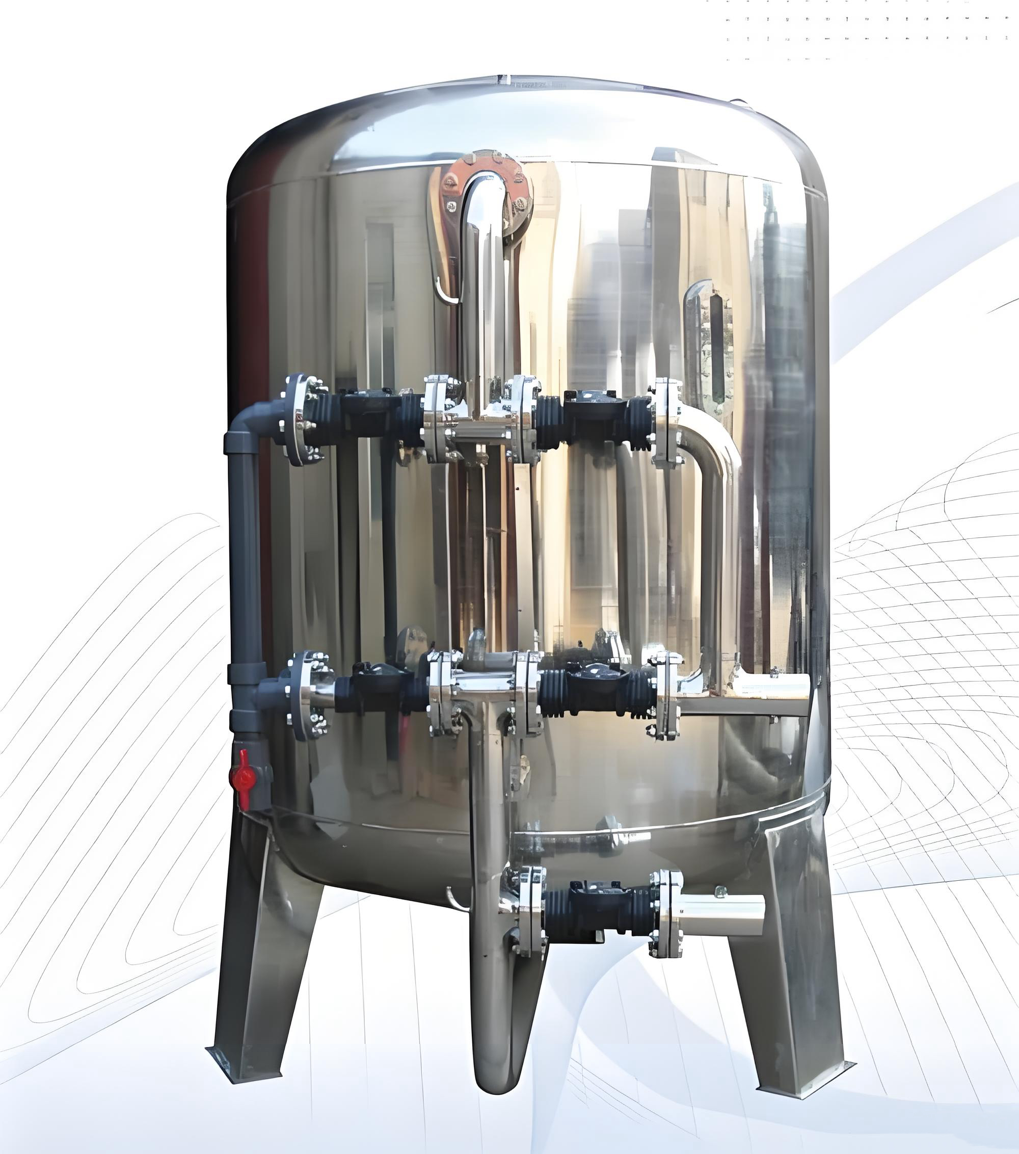 High Flow Stainless Steel Pressure Multi-Media Filter Vessel 24" to 96" Diameter for Industrial Pre-Treatment and RO System Protection