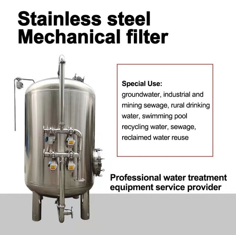 High Flow Stainless Steel Pressure Multi-Media Filter Vessel 24" to 96" Diameter for Industrial Pre-Treatment and RO System Protection